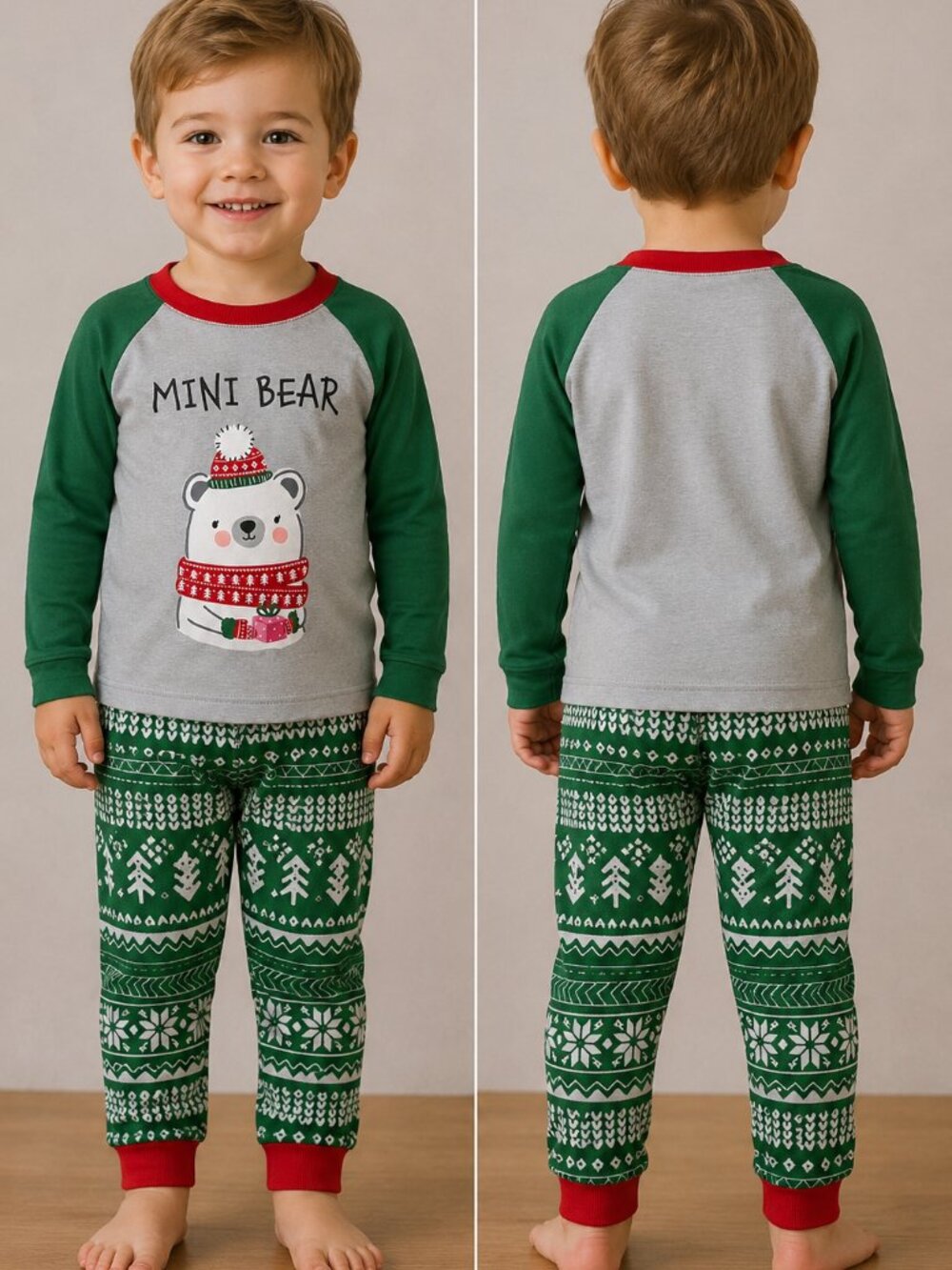 Jammee Kids 4T Christmas Pajama Pants Green Fair Isle Holiday PJs